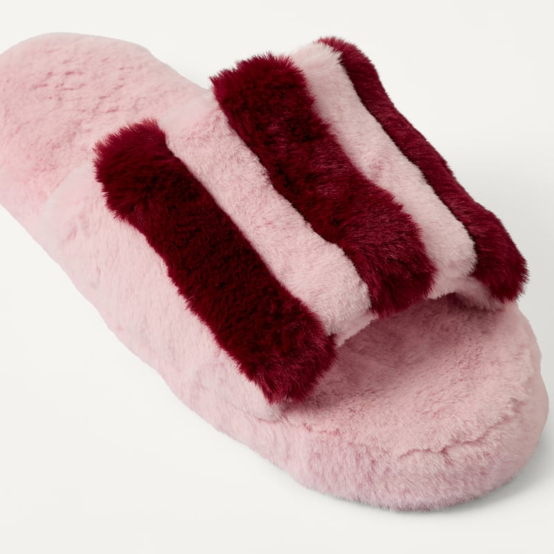 Fur Berries Stripe Slippers