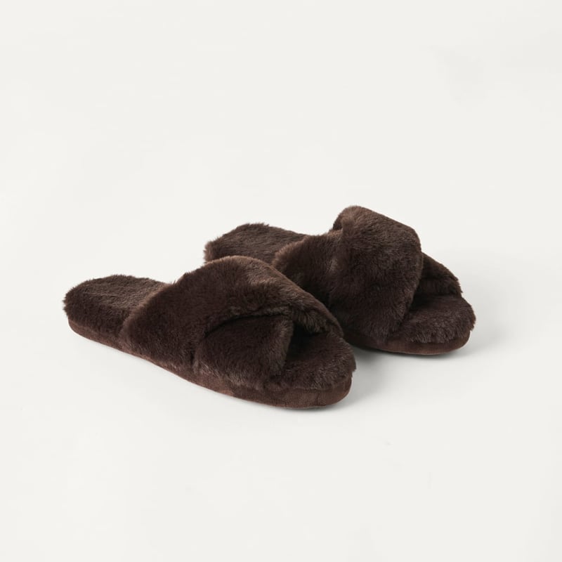 Crossover Chocolate Fur Slipper