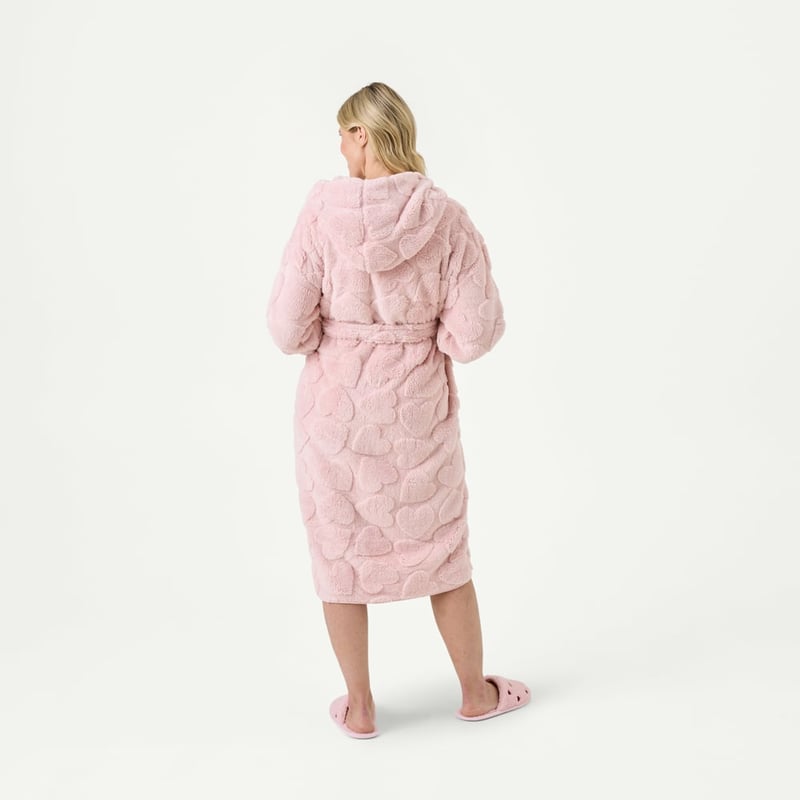 Sherpa Potpourri Pink Heart Textured Hooded Robe