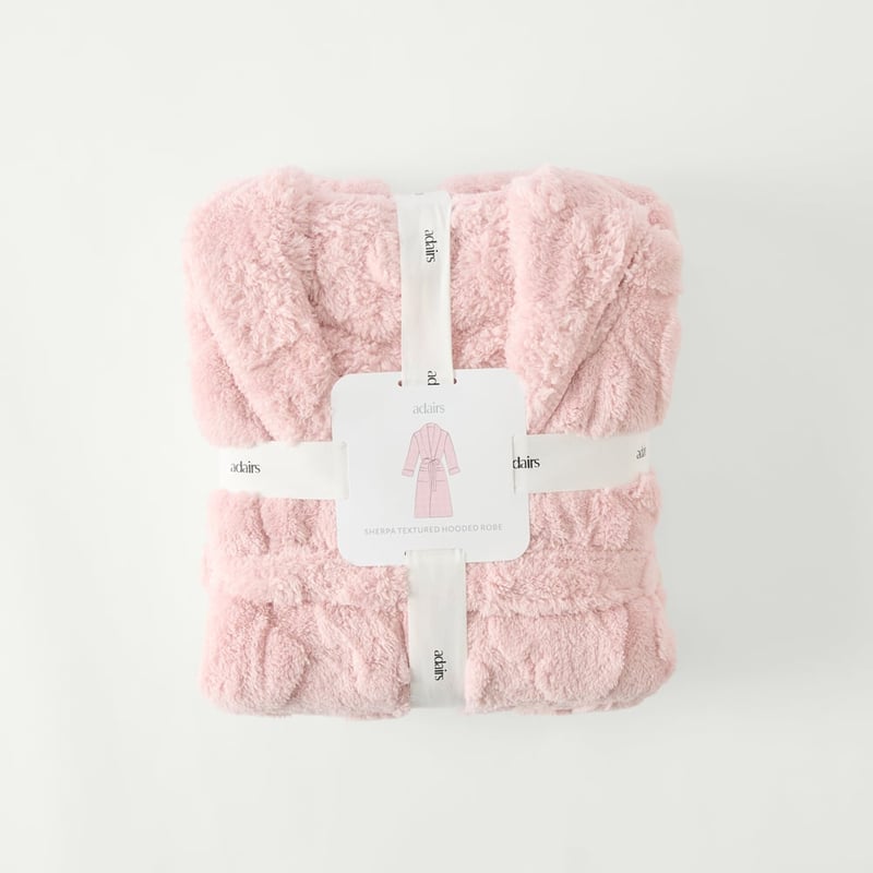 Sherpa Potpourri Pink Heart Textured Hooded Robe