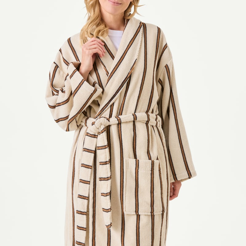 Lincoln European Turkish Cotton Black & Nutmeg Bath Robe