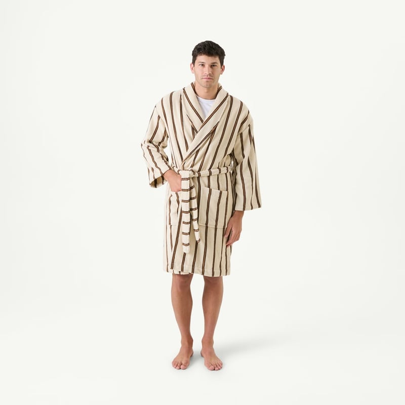 Lincoln European Turkish Cotton Black & Nutmeg Bath Robe