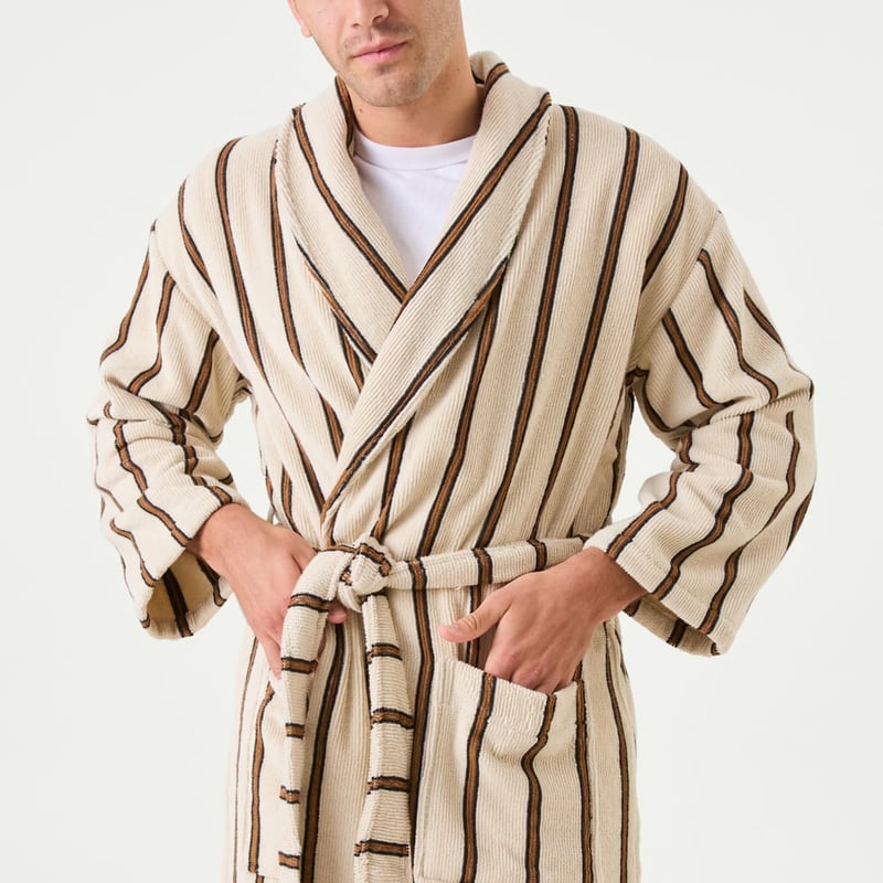 Lincoln European Turkish Cotton Black & Nutmeg Bath Robe