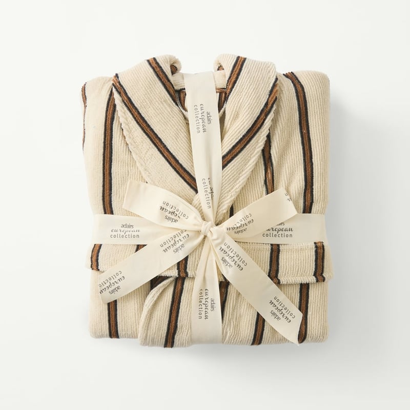 Lincoln European Turkish Cotton Black & Nutmeg Bath Robe