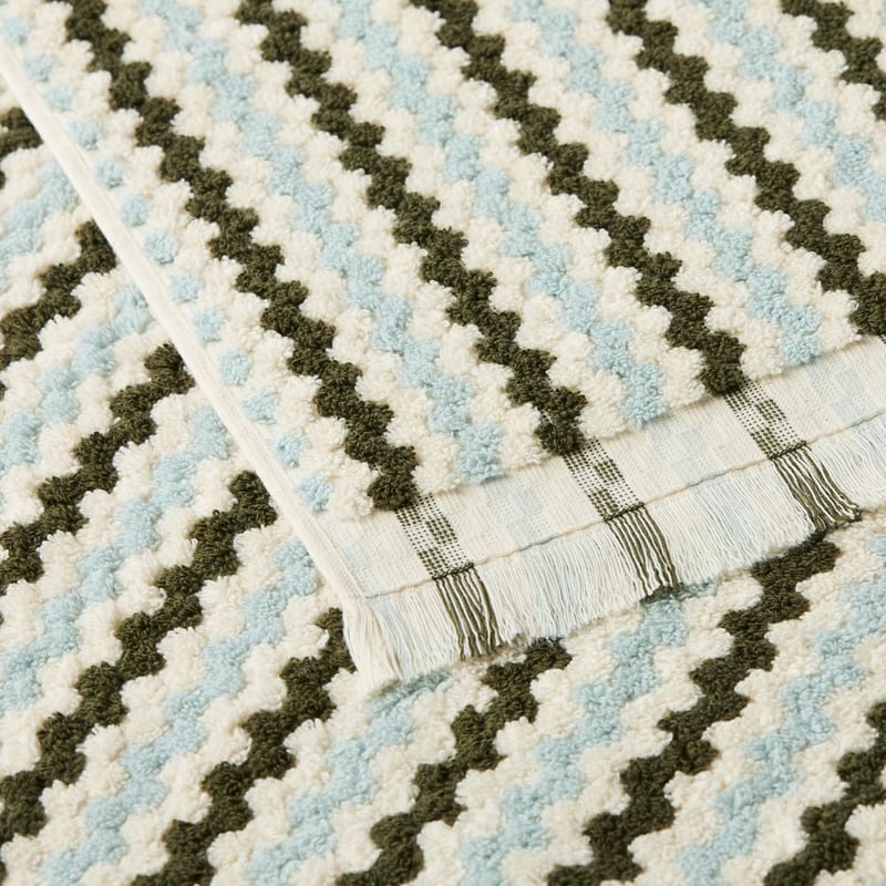 European Luella Turkish Cotton Olive & Baby Blue Towel Dark