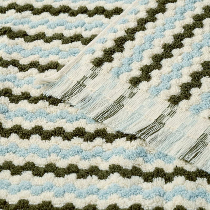 European Luella Turkish Cotton Olive & Baby Blue Towel Dark