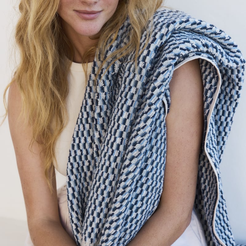 European Izmir Turkish Cotton Blue Multi Towel