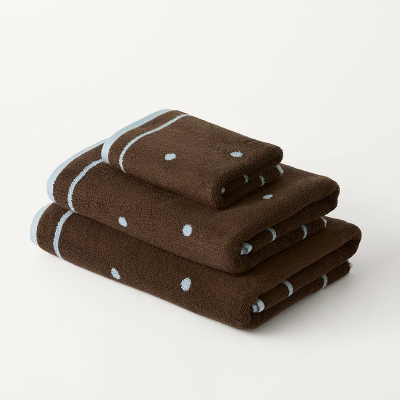 Odette Blue & Chocolate Spot Towel Range