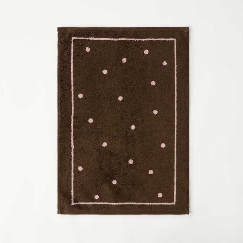 Odette Chocolate & Pink Blossom Spot Towel Range