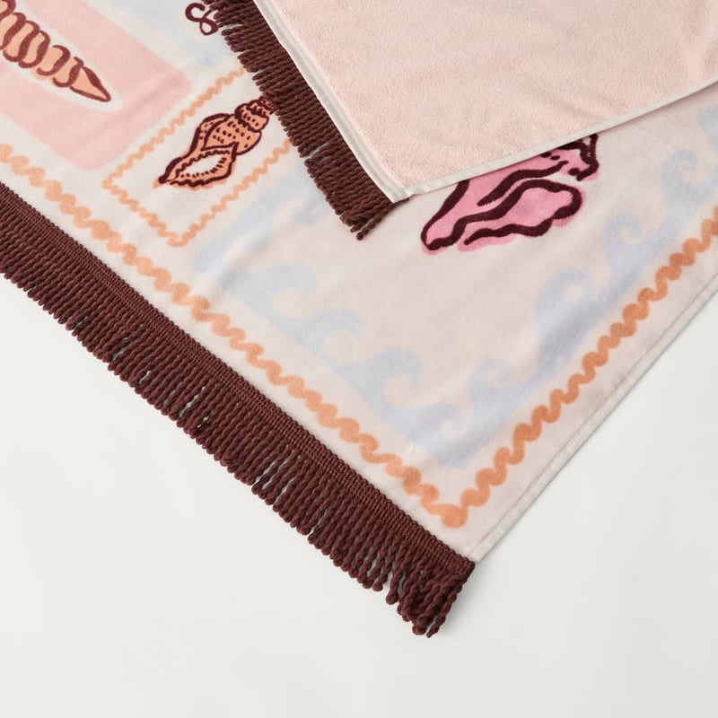 Luxe Blue & Pink Nerida Velour Beach Towel