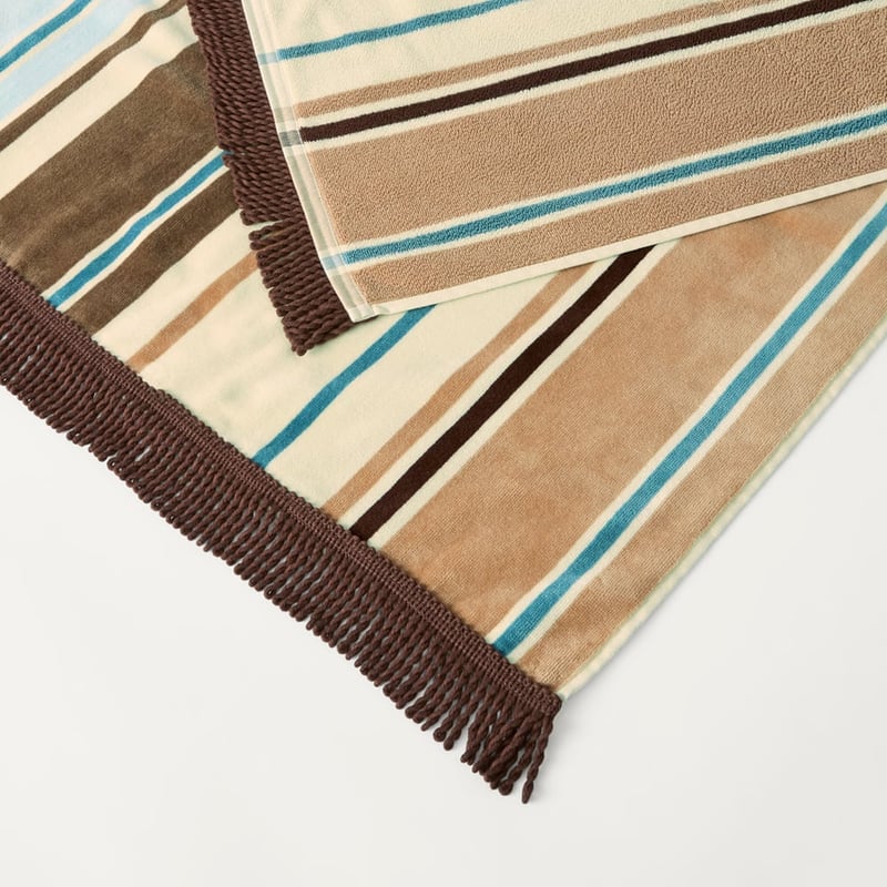 Luxe Chocolate Hastings Stripe Velour Beach Towel