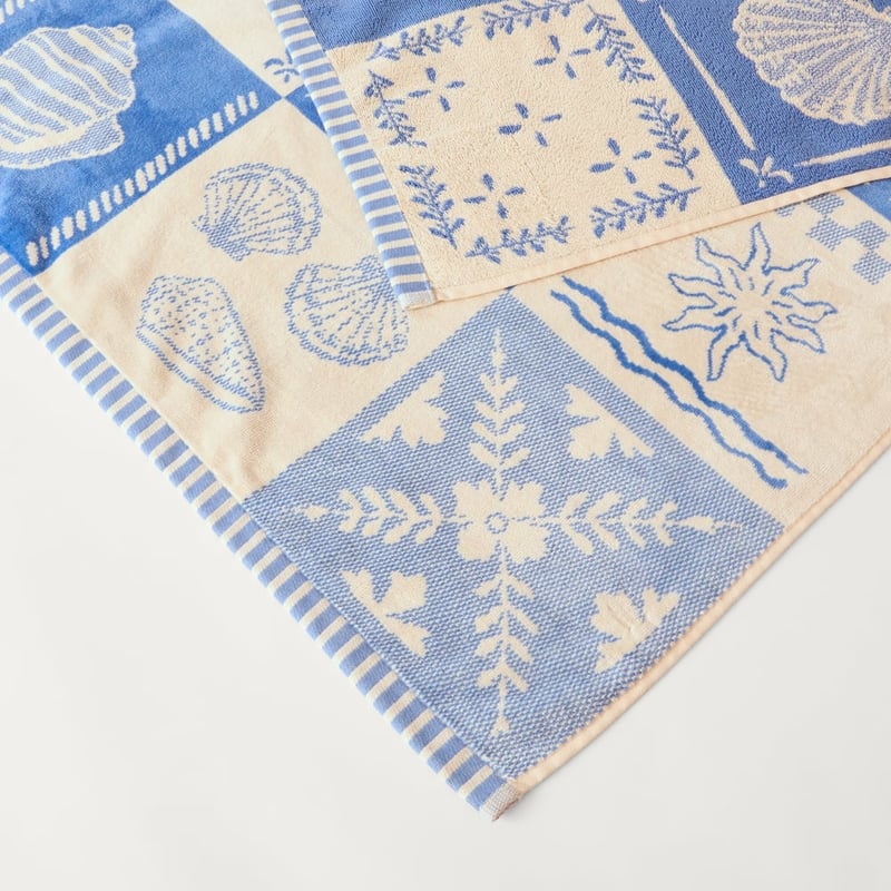 Luxe Blue Lisbon Velour Beach Towel