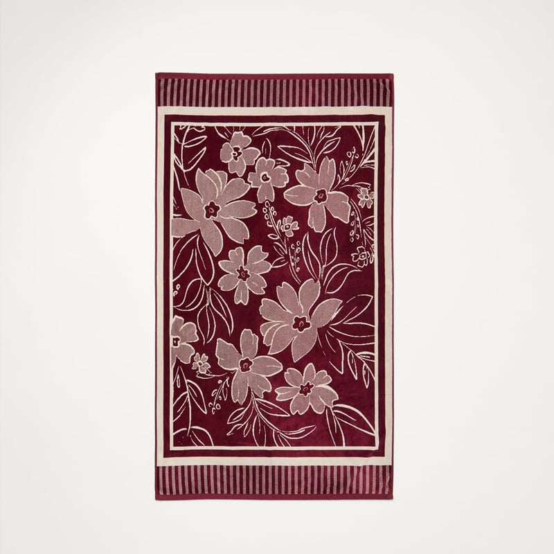 Luxe Burgundy Pambula Velour Beach Towel