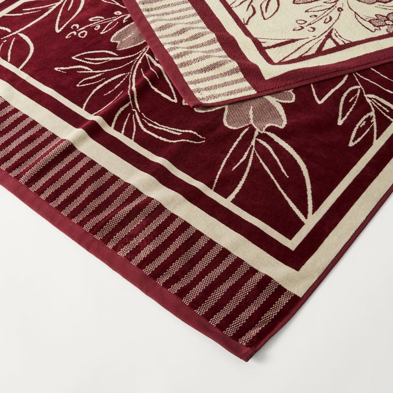 Luxe Burgundy Pambula Velour Beach Towel