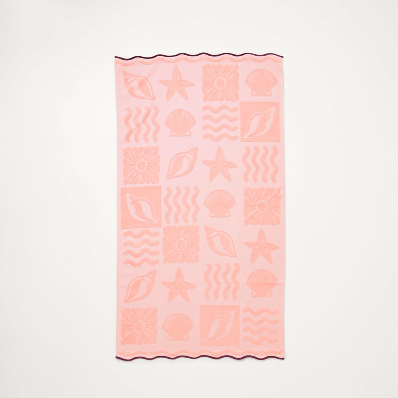 Terry Pink Airlie Textured Beach Towel