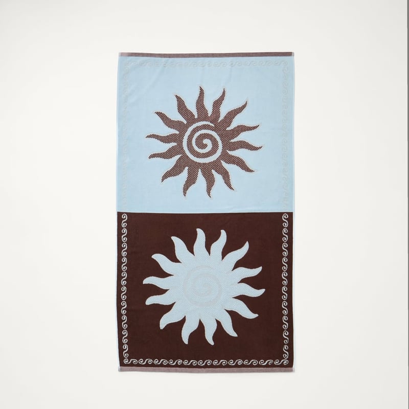 Terry Blue & Chocolate Peregian Textured Beach Towel