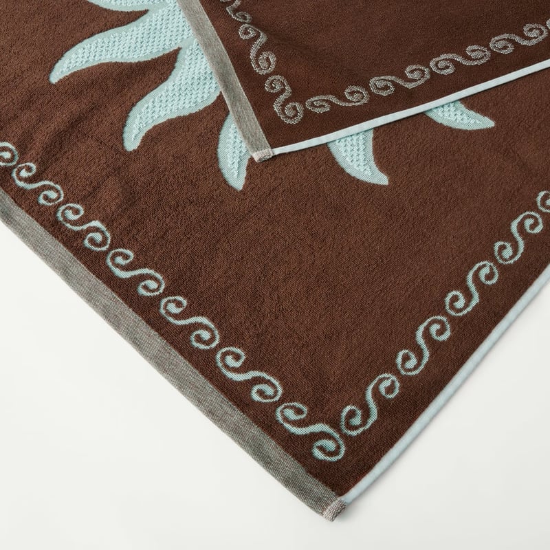 Terry Blue & Chocolate Peregian Textured Beach Towel