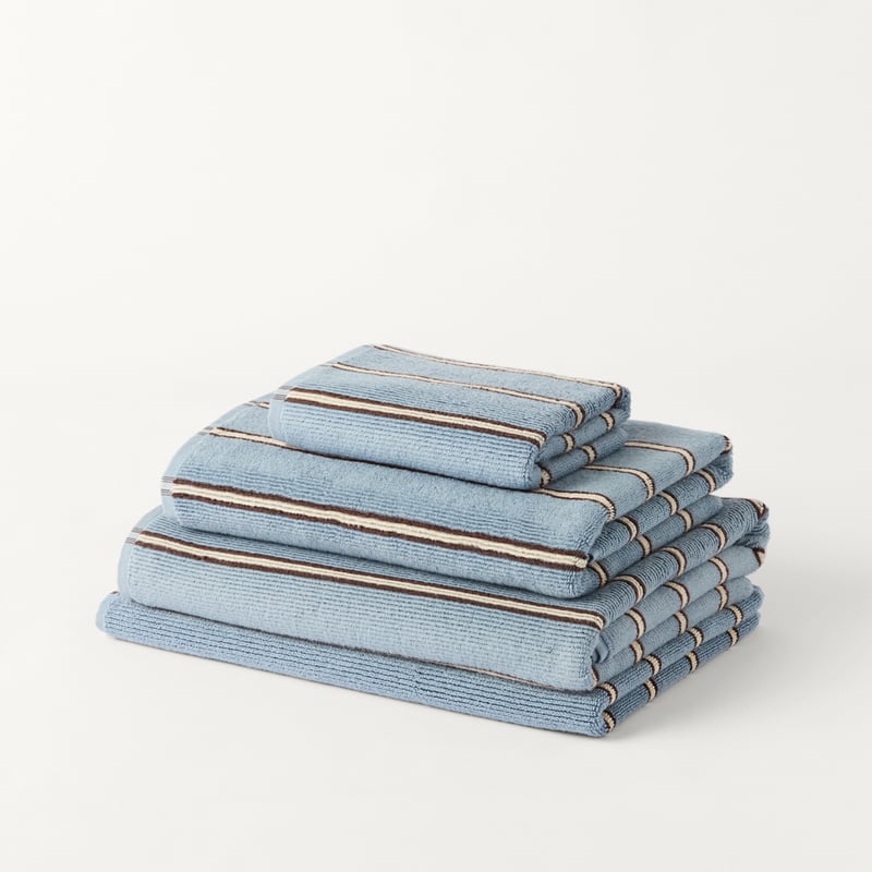 European Lincoln Blue & Espresso Stripe Turkish Cotton Towel Range