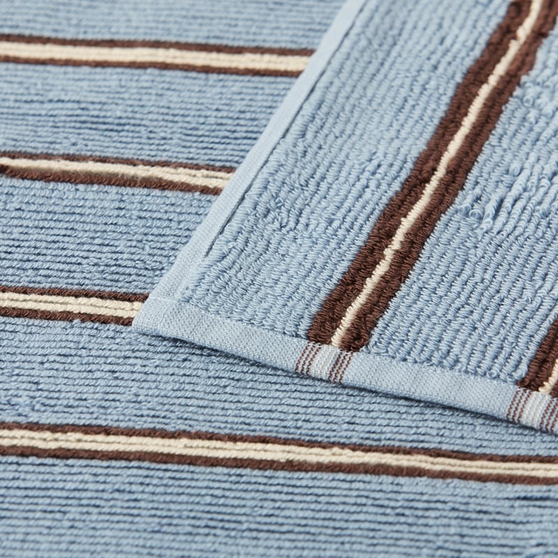European Lincoln Blue & Espresso Stripe Turkish Cotton Towel Range