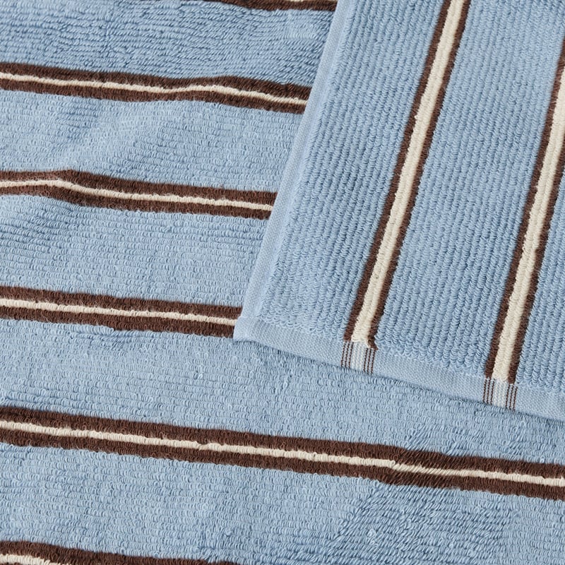European Lincoln Blue & Espresso Stripe Turkish Cotton Towel Range