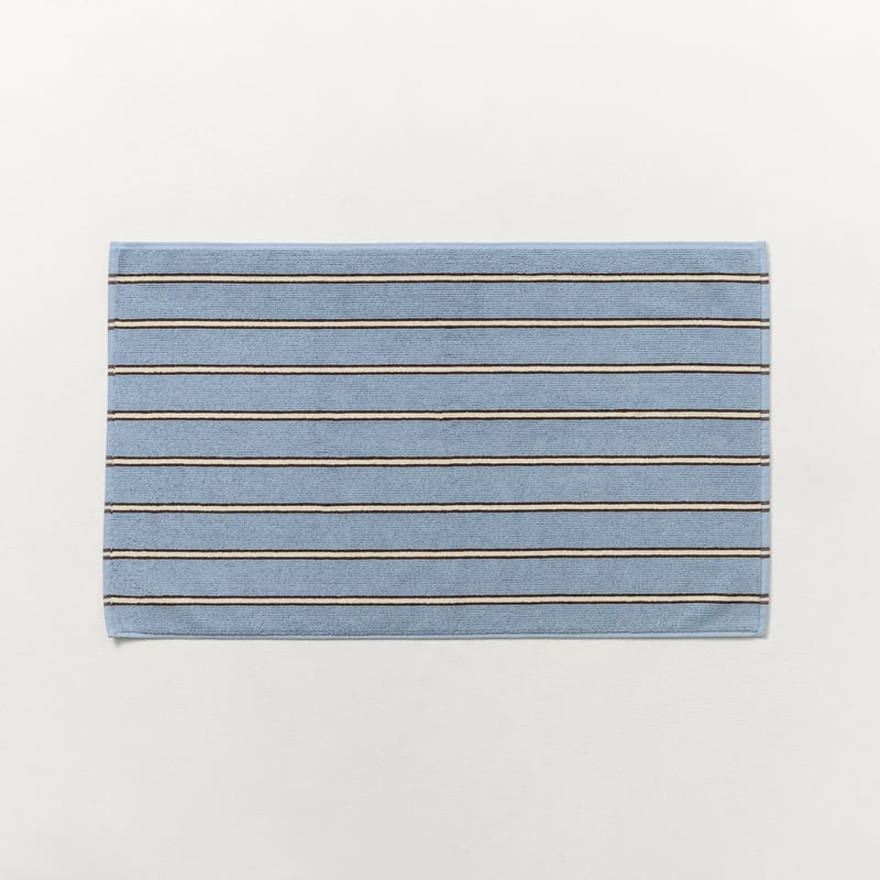 European Lincoln Blue & Espresso Stripe Turkish Cotton Bath Mat