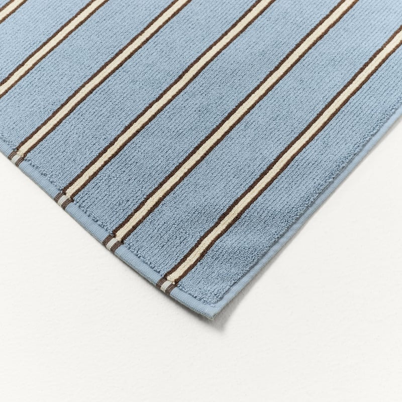 European Lincoln Blue & Espresso Stripe Turkish Cotton Bath Mat