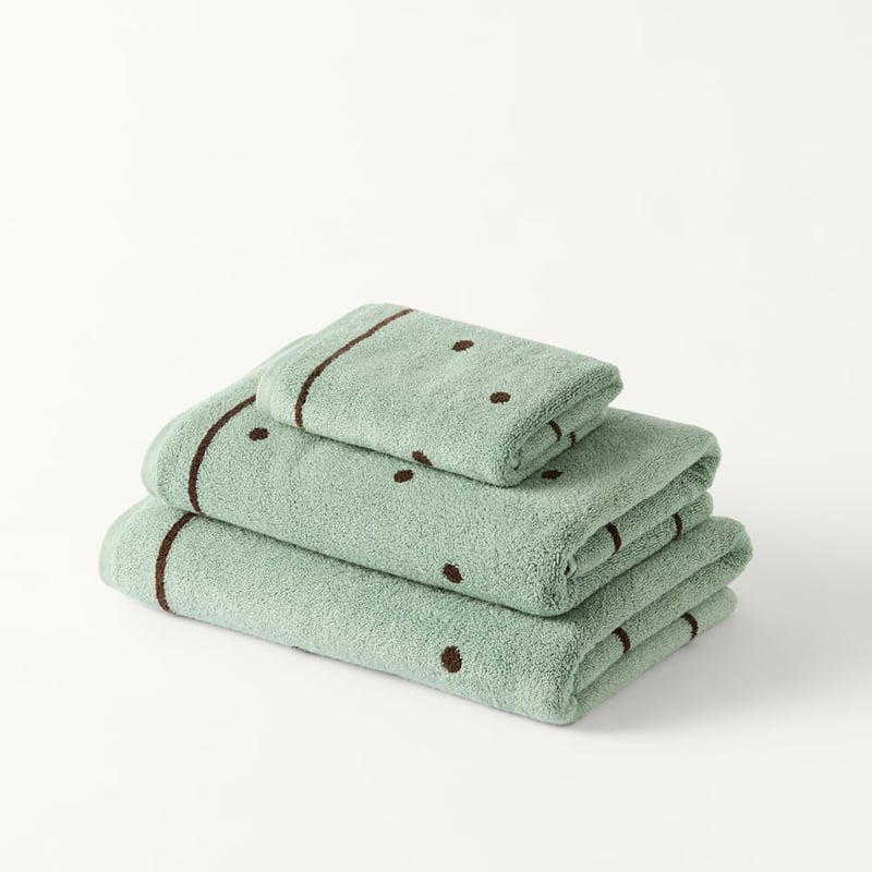 Odette Spot Mineral Green & Chocolate Towel Range