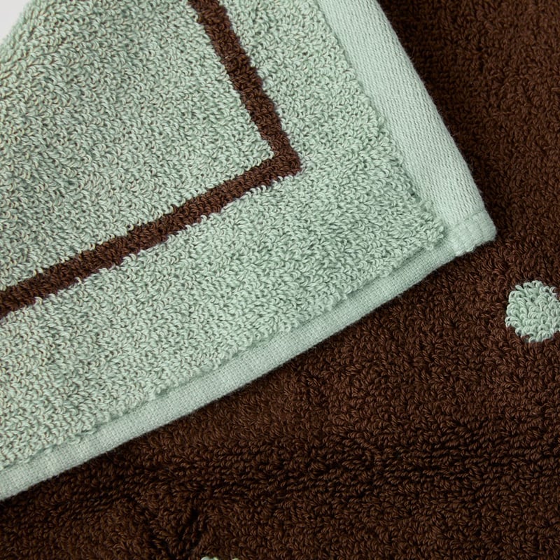 Odette Spot Mineral Green & Chocolate Towel Range