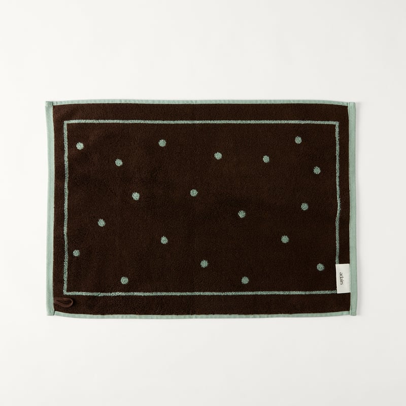 Odette Spot Mineral Green & Chocolate Towel Range