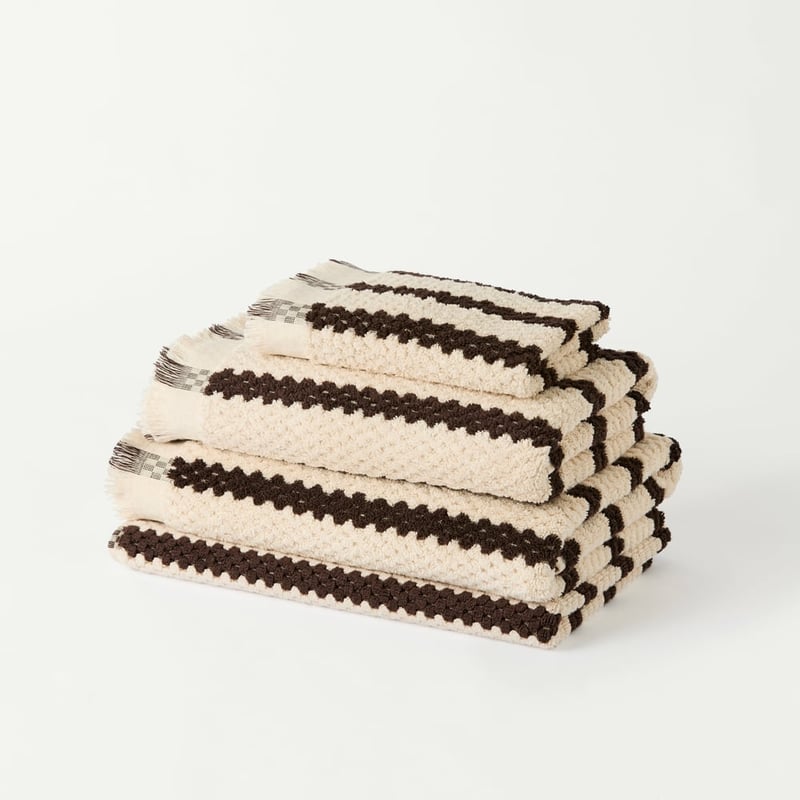 European Kadikoy Stripe Chocolate & Oat Turkish Cotton Towel Range