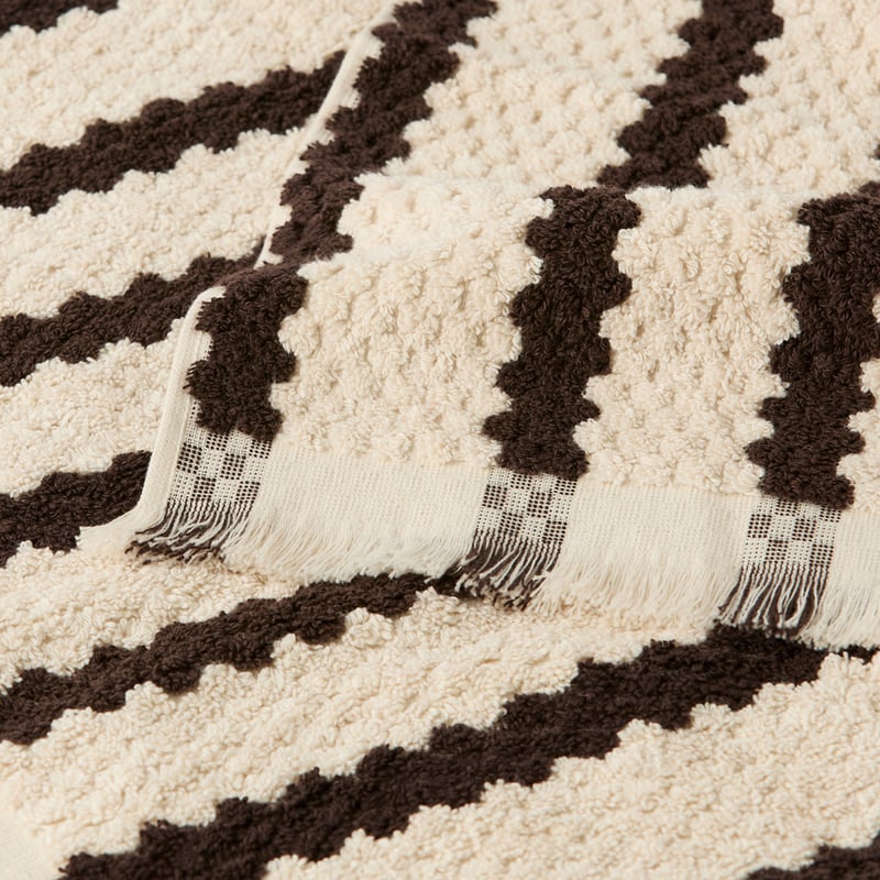 European Kadikoy Stripe Chocolate & Oat Turkish Cotton Towel Range