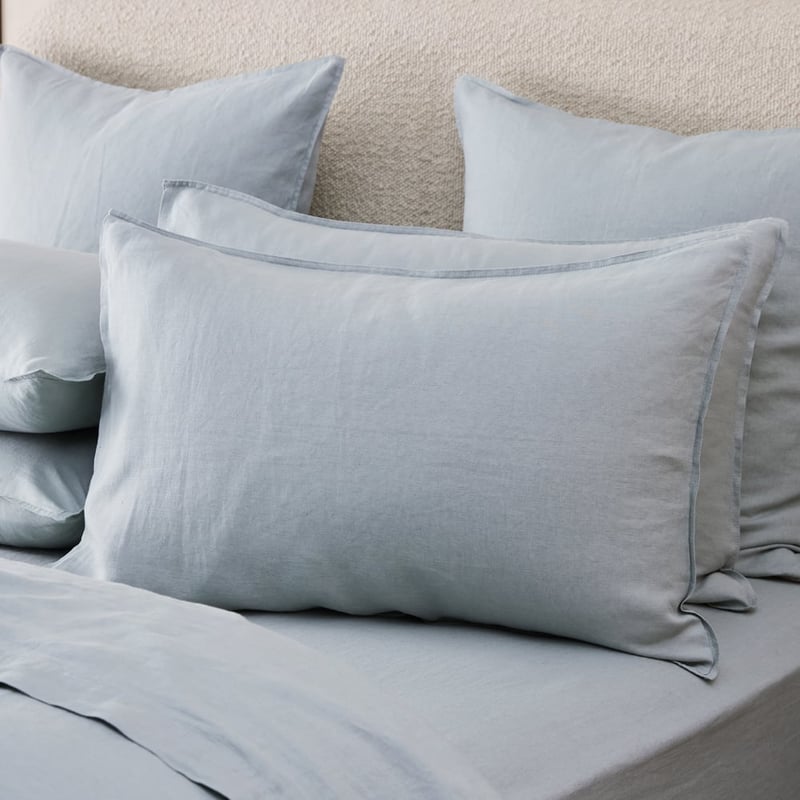 Vintage Washed Linen Dusty Blue Quilt Cover Separates