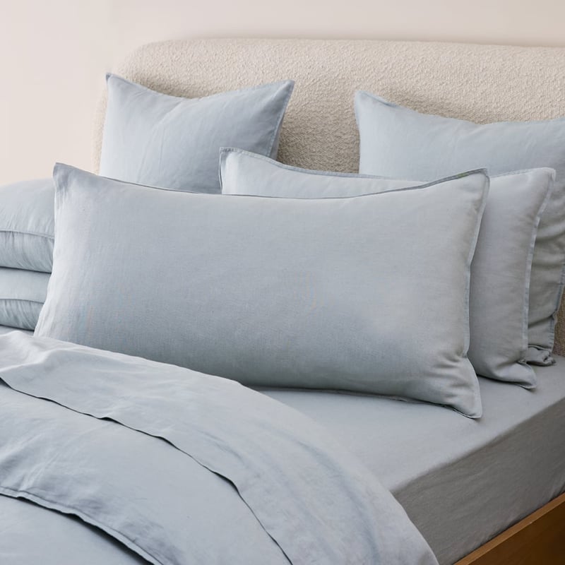 Vintage Washed Linen Dusty Blue Quilt Cover Separates