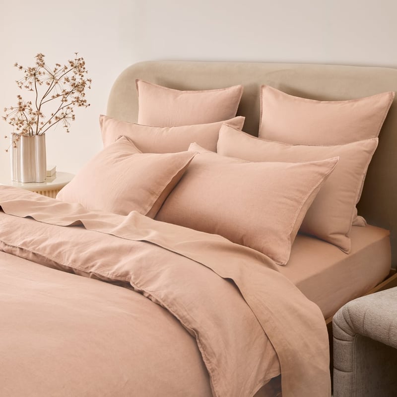 Vintage Washed Linen Nude Pink Quilt Cover Separates