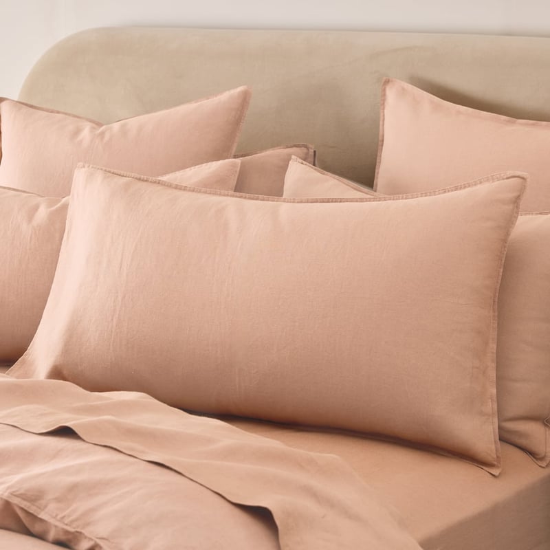 Vintage Washed Linen Nude Pink Pillowcase