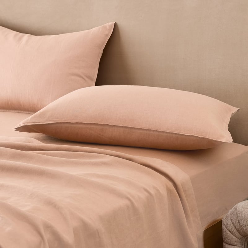 Vintage Washed Linen Nude Pink Sheet Separates