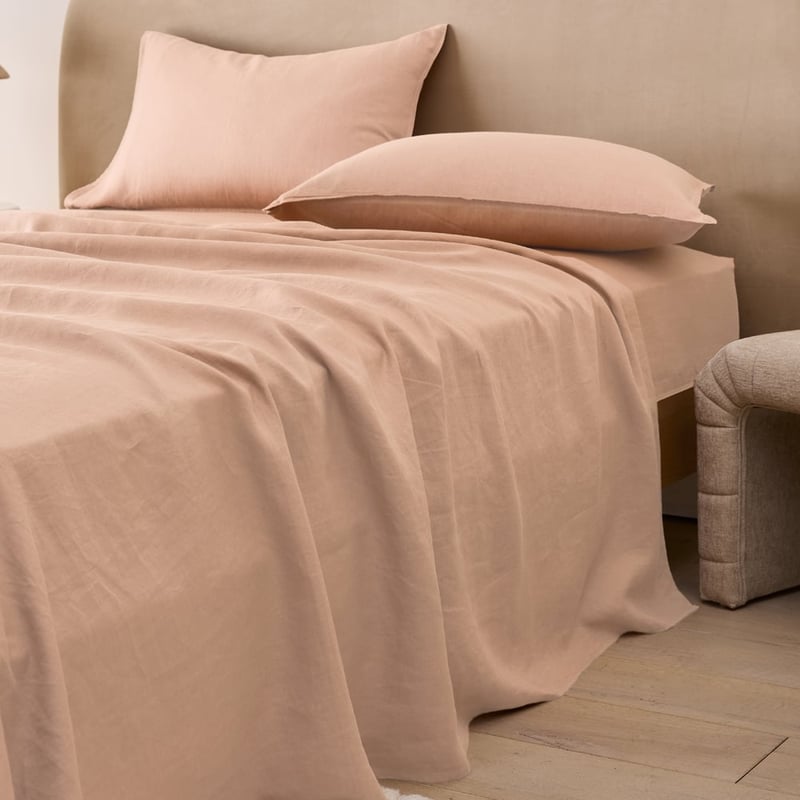 Vintage Washed Linen Nude Pink Sheet Separates