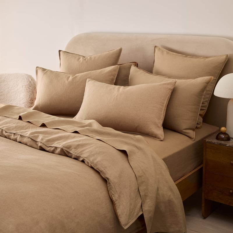 Vintage Washed Linen Hazelnut Quilt Cover Separates