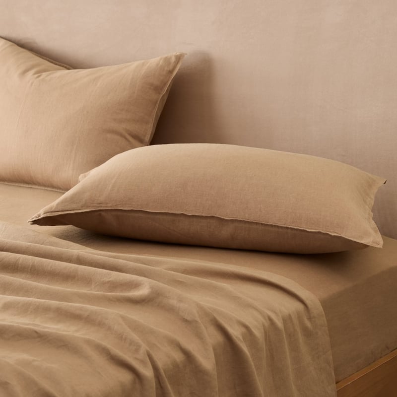 Vintage Washed Linen Hazelnut Sheet Set