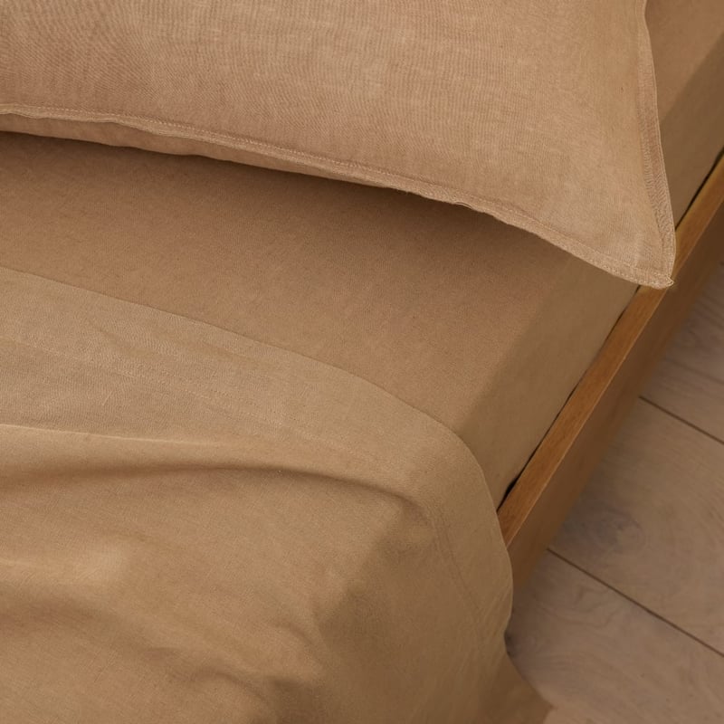 Vintage Washed Linen Hazelnut Sheet Set