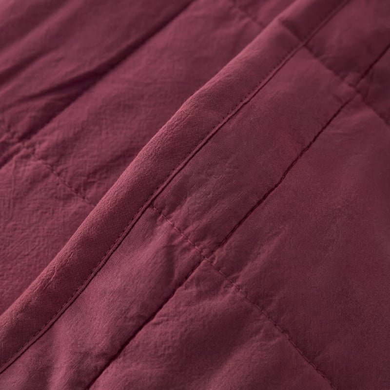 Stonewashed Cotton Burgundy Quilted Coverlet Separates
