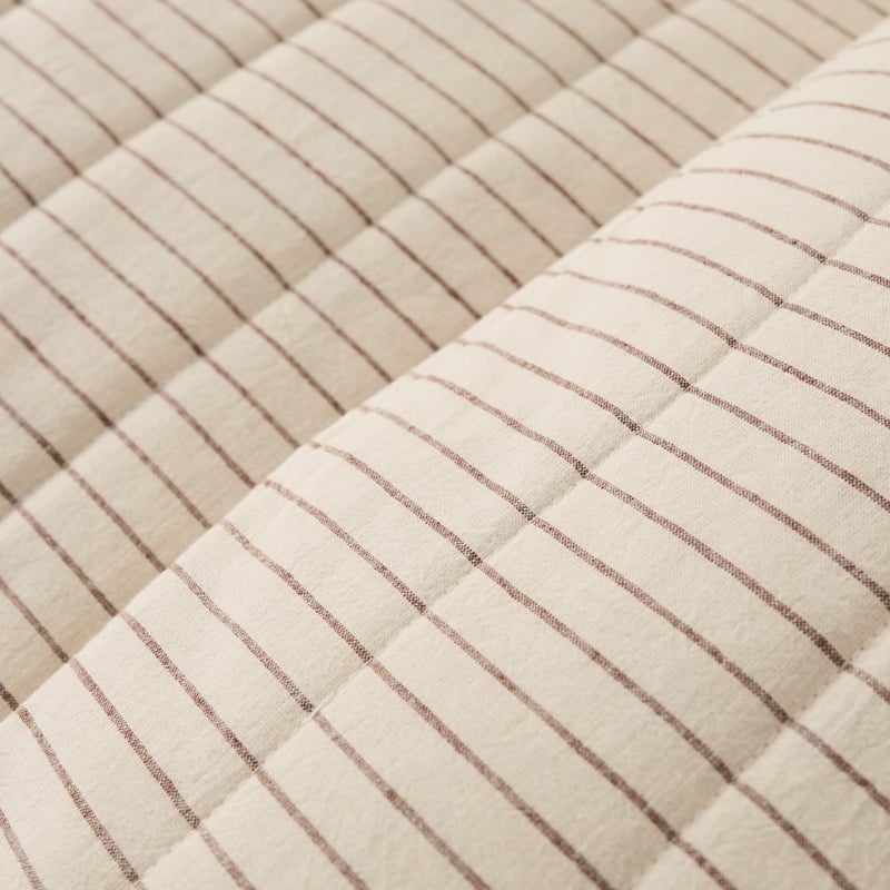 Linen Cotton Nutmeg Stripe Quilted Coverlet Separates