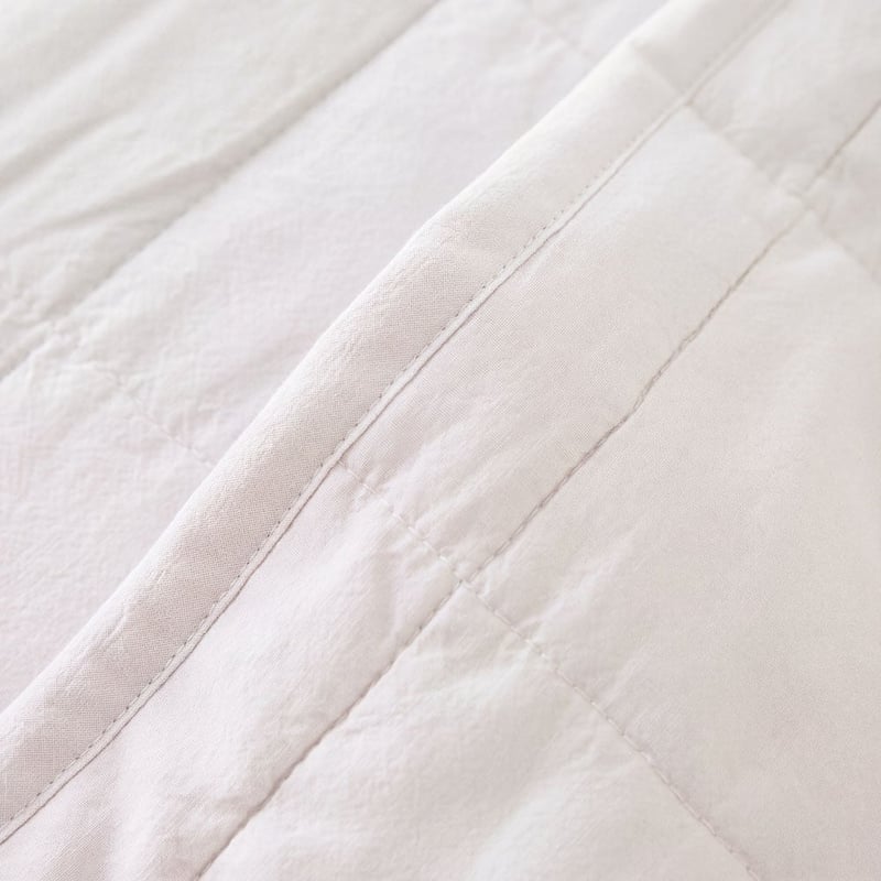 Stonewashed Cotton White Quilted Grid Coverlet Separates