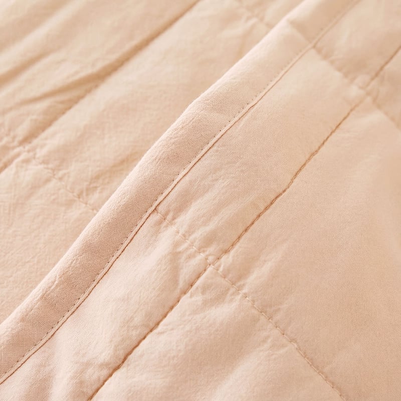 Stonewashed Cotton Sand Quilted Grid Coverlet Separates