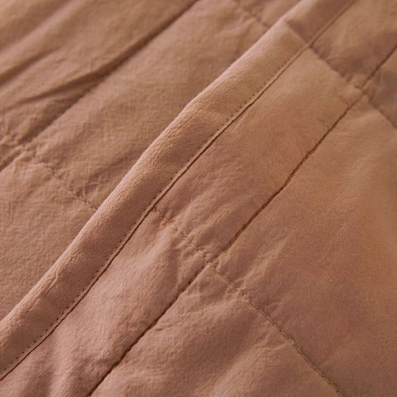 Stonewashed Cotton Earth Quilted Grid Coverlet Separates