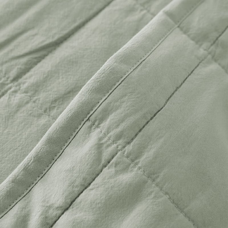 Stonewashed Cotton Gumleaf Quilted Grid Coverlet Separates