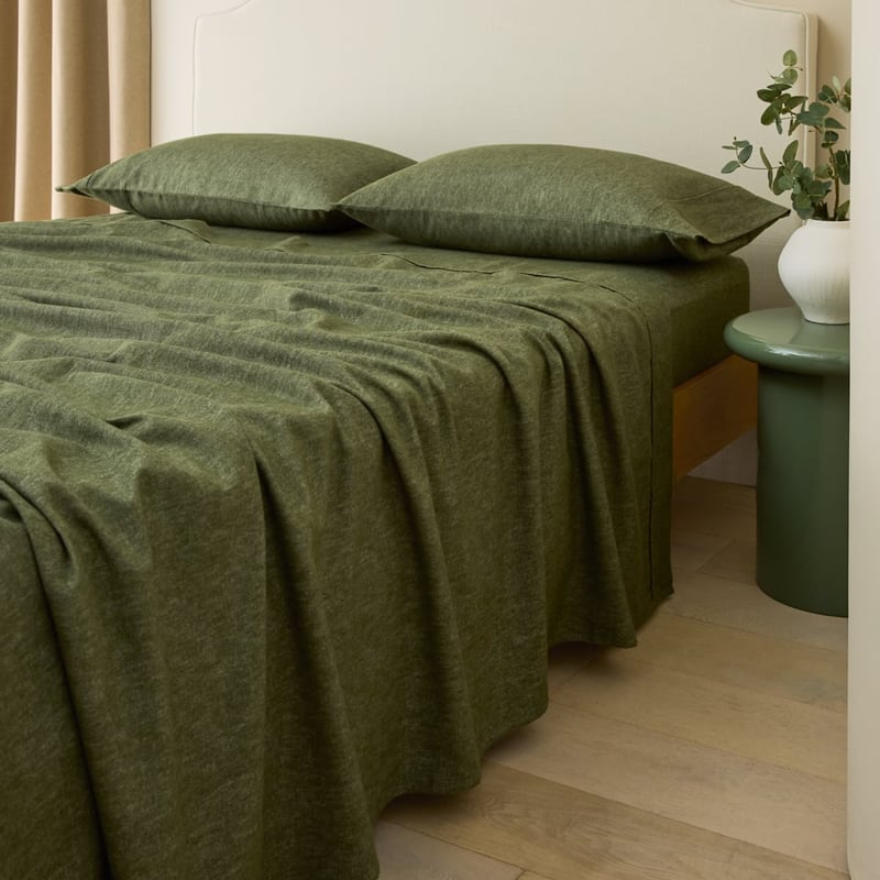 Melange Olive Flannel Pillowcases