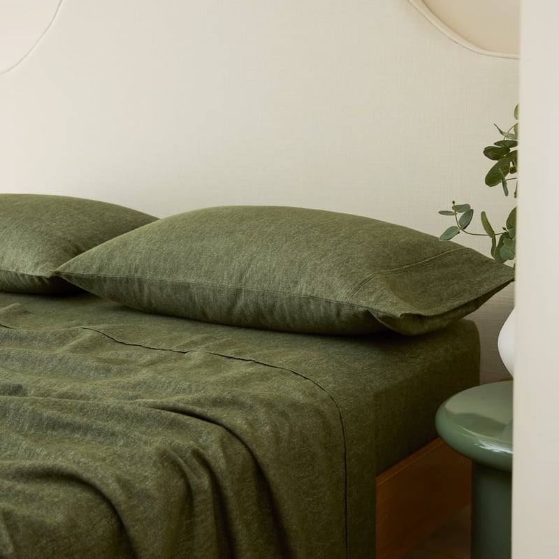 Melange Olive Flannel Pillowcases