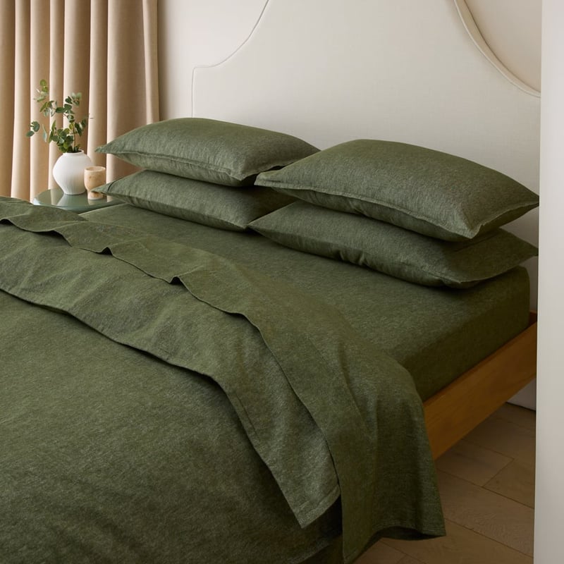 Melange Olive Flannel Quilt Cover Set + Separates