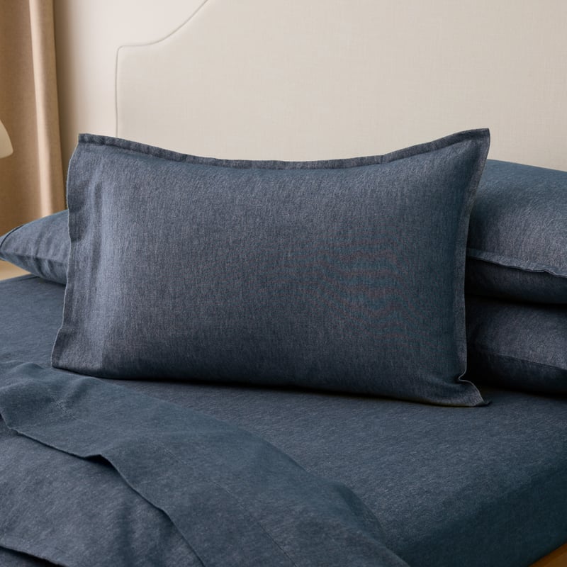 Melange Navy Flannel Quilt Cover Set + Separates
